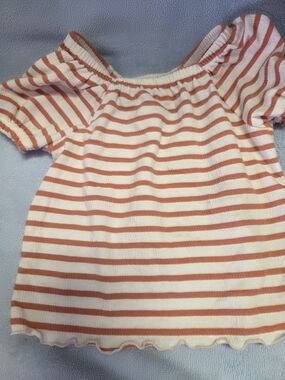 Cat & Jack White and Coral Striped Girls Top